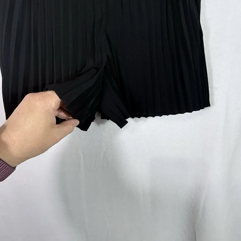 NEW A.L.C Black Accordion Pleated 3" Pull On Dress Shorts Size 0 Pockets Boho - Picture 6 of 9